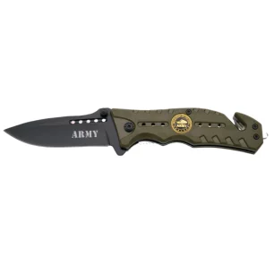 THIRD TACTICAL FOLDING KNIFE USA ARMY GREEN PATTERN - CLICK ARMS