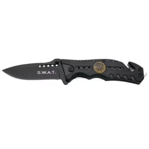 THIRD TACTICAL FOLDING KNIFE BLACK PATTERN SWAT - CLICK ARMS