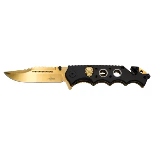 THIRD TACTICAL FOLDING KNIFE GOLD PATTERN SKULL - CLICK ARMS