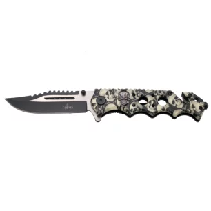 THIRD TACTICAL FOLDING KNIFE GRAY PATTERN SKULL - CLICK ARMS