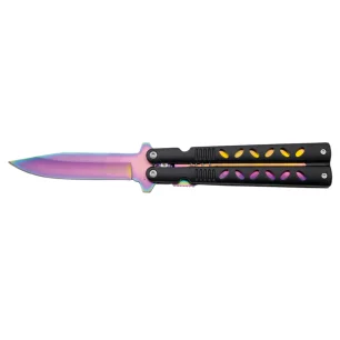THIRD FOLDING KNIFE PATTERN RAINBOW AND BLACK BLADE 10CM - CLICK ARMS