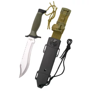 THIRD TACTICAL KNIFE SILVER AND KHAKI WITH CASE - CLICK ARMS