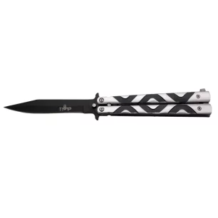 THIRD BUTTERFLY KNIFE BLACK SILVER BLADE 11CM - CLICK ARMS