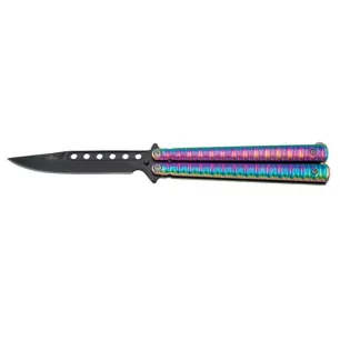 THIRD BUTTERFLY KNIFE PATTERN RAINBOW BLACK BLADE 11CM - CLICK ARMS