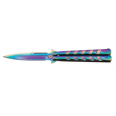 THIRD BUTTERFLY KNIFE RAINBOW PATTERN BLADE 12CM - CLICK ARMS