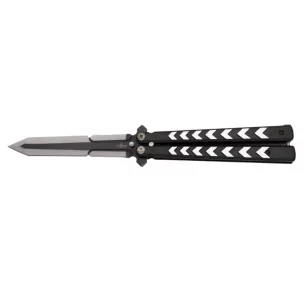 THIRD BUTTERFLY KNIFE BLACK SWORD PATTERN BLADE 12CM - CLICK ARMS