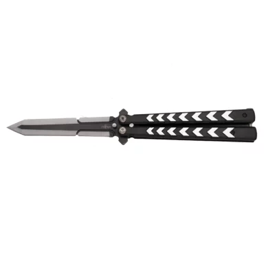 THIRD BUTTERFLY KNIFE BLACK SWORD PATTERN BLADE 12CM - CLICK ARMS