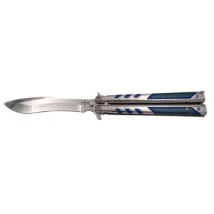THIRD BUTTERFLY KNIFE BLUE CARBON PATTERN 3D BLADE 11CM - CLICK ARMS