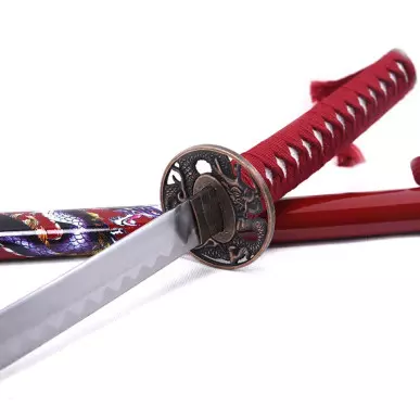 KATANA DECO STEEL BLADE DRAGON PATTERN RED - CLICK ARMS
