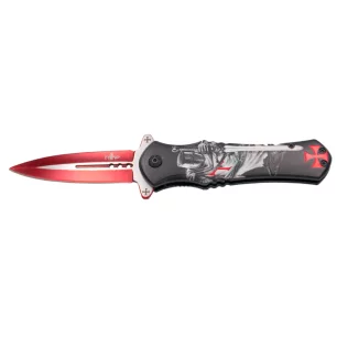 THIRD FOLDING KNIFE KNIGHT PATTERN RED STEEL BLADE 8.2CM - CLICK ARMS