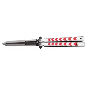 THIRD BUTTERFLY KNIFE RED SWORD PATTERN BLADE 12CM - CLICK ARMS