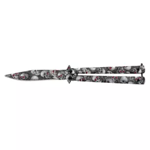 THIRD BUTTERFLY KNIFE SKULLS PATTERN BLADE 11CM - CLICK ARMS